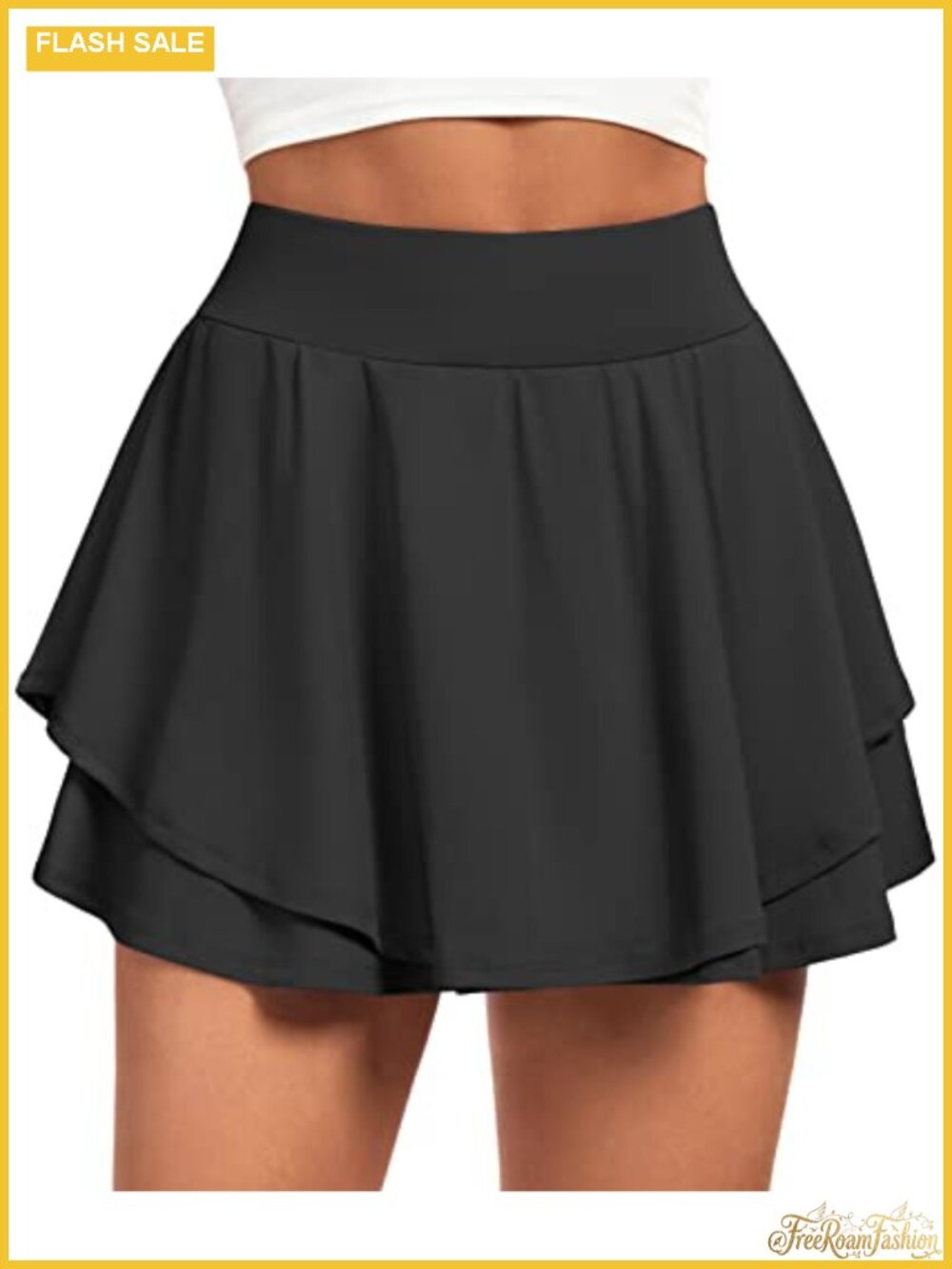 Pleated Tennis Skort with Pockets High Waist Ruffle Active Skirt
